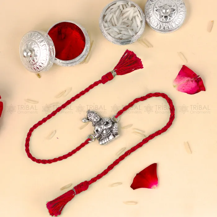 925 Sterling silver bal krishna design pendant Rakhi bracelet Rakshabandhan festival rk363 TRIBAL ORNAMENTS Bracelets