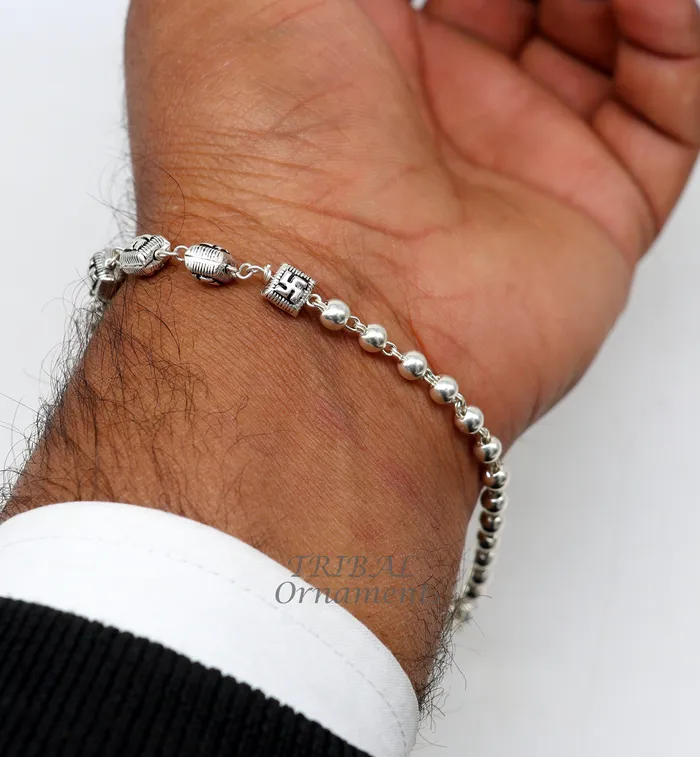 925 sterling silver beaded customized bracelet best gifting stylish beaded bracelet unisex personalized belly dance jewelry sbr413 TRIBAL ORNAMENTS Bracelets
