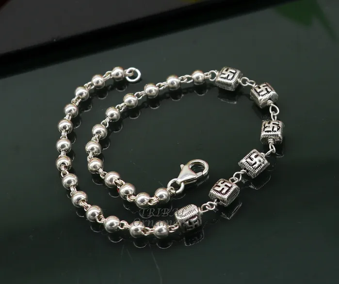 925 sterling silver beaded customized bracelet best gifting stylish beaded bracelet unisex personalized belly dance jewelry sbr413 TRIBAL ORNAMENTS Bracelets