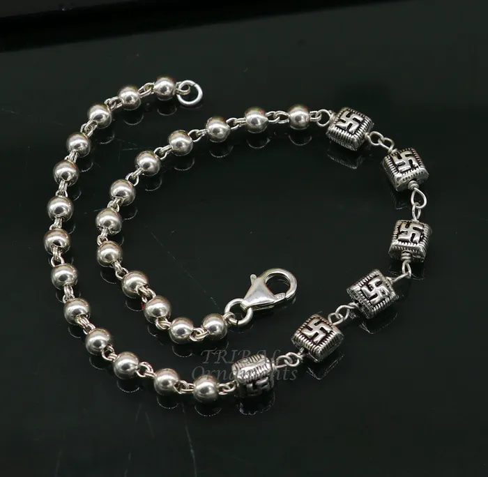 925 sterling silver beaded customized bracelet best gifting stylish beaded bracelet unisex personalized belly dance jewelry sbr413 TRIBAL ORNAMENTS Bracelets