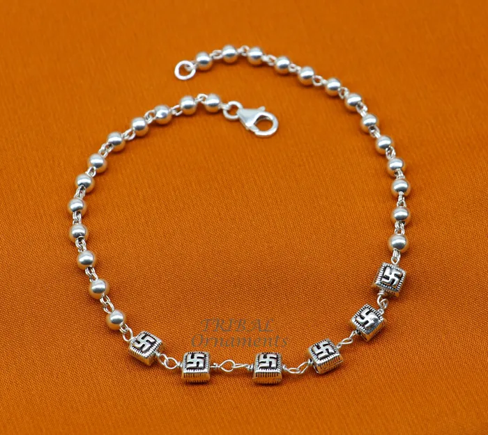 925 sterling silver beaded customized bracelet best gifting stylish beaded bracelet unisex personalized belly dance jewelry sbr413 TRIBAL ORNAMENTS Bracelets