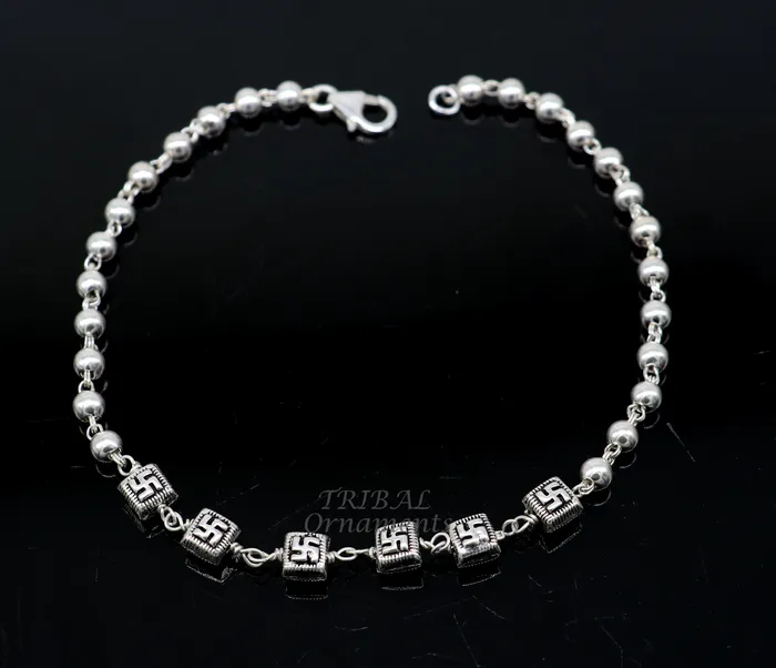 925 sterling silver beaded customized bracelet best gifting stylish beaded bracelet unisex personalized belly dance jewelry sbr413 TRIBAL ORNAMENTS Bracelets