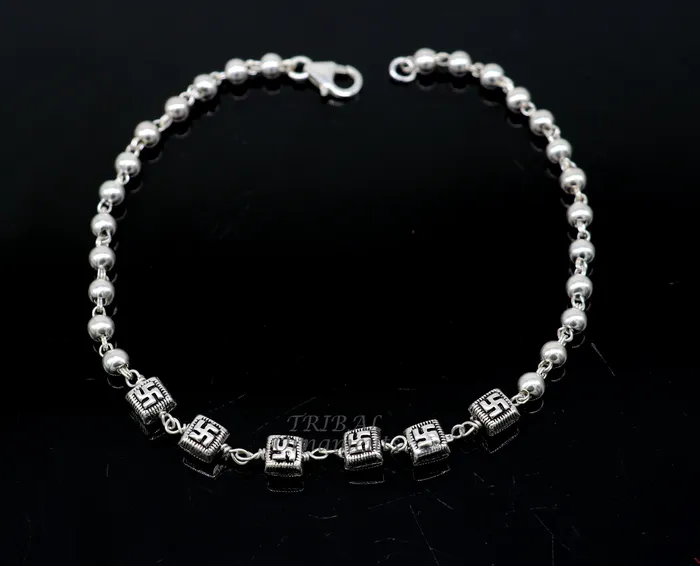 925 sterling silver beaded customized bracelet best gifting stylish beaded bracelet unisex personalized belly dance jewelry sbr413 TRIBAL ORNAMENTS Bracelets