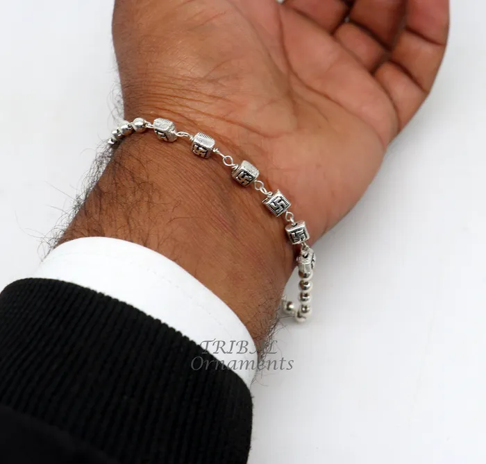 925 sterling silver beaded customized bracelet best gifting stylish beaded bracelet unisex personalized belly dance jewelry sbr413 TRIBAL ORNAMENTS Bracelets