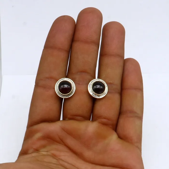 925 sterling silver fabulous garnet stone stud earrings best unisex jewelry fancy earrings daily use jewelry collection s1268 TRIBAL ORNAMENTS Earrings