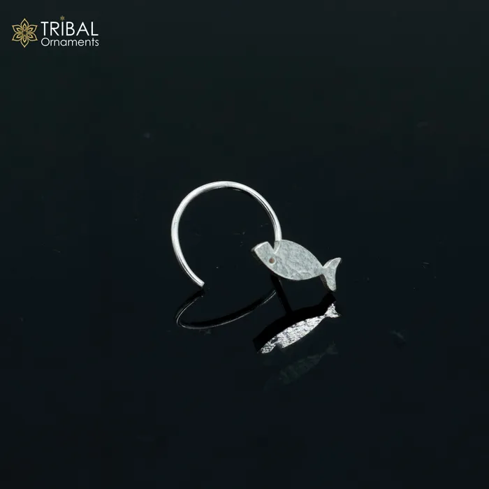 925 sterling silver fish design handmade fabulous nose pin u band tribal jewelry np58 TRIBAL ORNAMENTS Rings