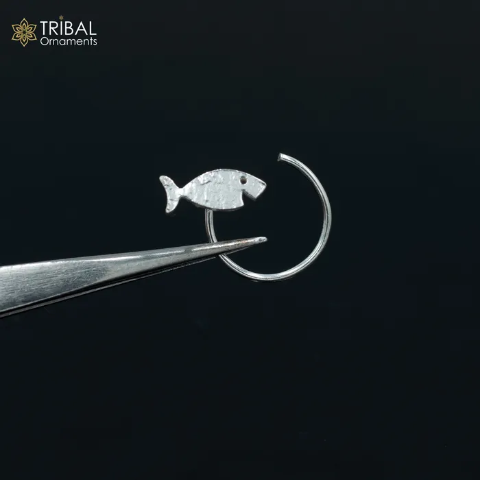 925 sterling silver fish design handmade fabulous nose pin u band tribal jewelry np58 TRIBAL ORNAMENTS Rings
