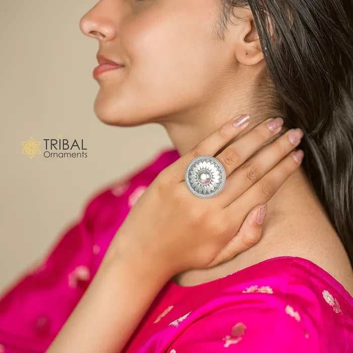 925 Sterling silver Floral design tribal adjustable ring band for women brides ring406 TRIBAL ORNAMENTS Rings 925 Sterling silver Floral design tribal adjustable ring band for women brides ring406 TRIBAL ORNAMENTS Rings