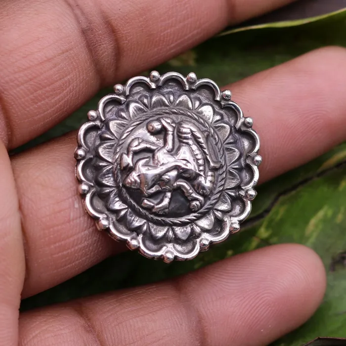 925 Sterling silver handmade adjustable ring band with fabulous lord Ganesha design unisex temple jewlery india sr237 TRIBAL ORNAMENTS Rings