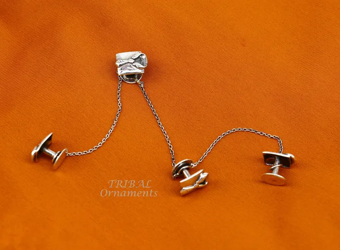 925 Sterling silver handmade amazing shirt with tie design buttons for mens kurta best gifting accessories btn11 TRIBAL ORNAMENTS Necklaces