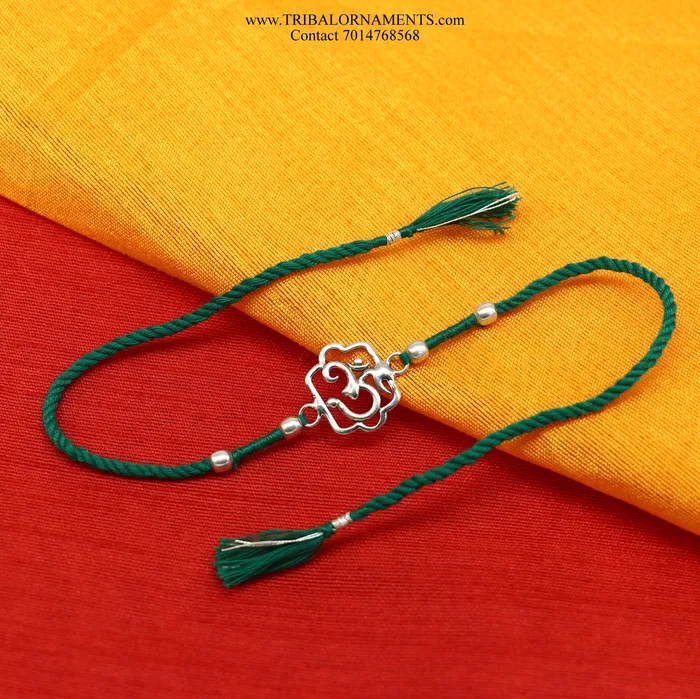 925 sterling silver handmade AUM OM design Rakhi Bracelet amazing stylish gift for Rakshabandhan rk92 TRIBAL ORNAMENTS Bracelets