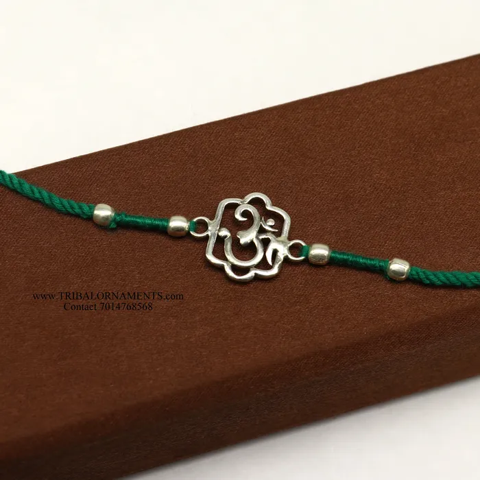 925 sterling silver handmade AUM OM design Rakhi Bracelet amazing stylish gift for Rakshabandhan rk92 TRIBAL ORNAMENTS Bracelets