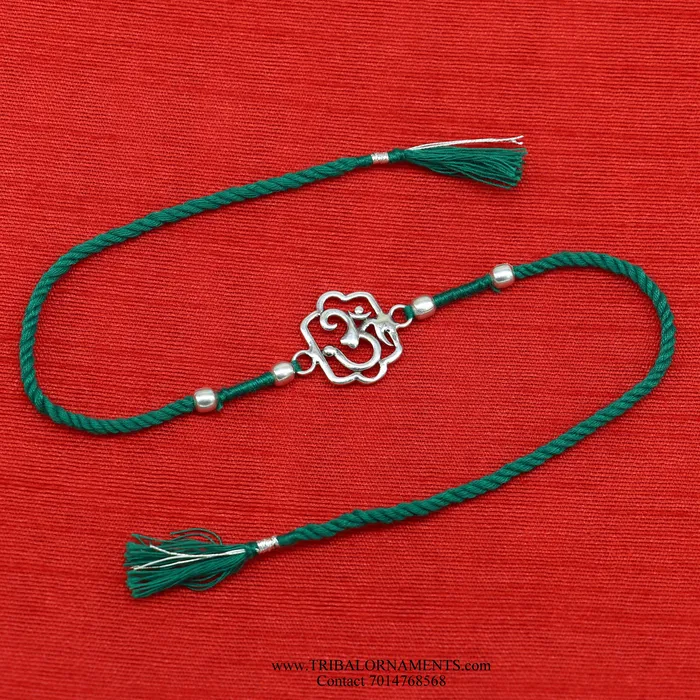 925 sterling silver handmade AUM OM design Rakhi Bracelet amazing stylish gift for Rakshabandhan rk92 TRIBAL ORNAMENTS Bracelets