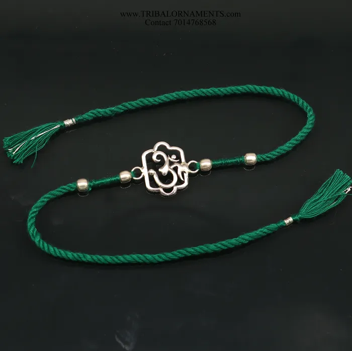 925 sterling silver handmade AUM OM design Rakhi Bracelet amazing stylish gift for Rakshabandhan rk92 TRIBAL ORNAMENTS Bracelets
