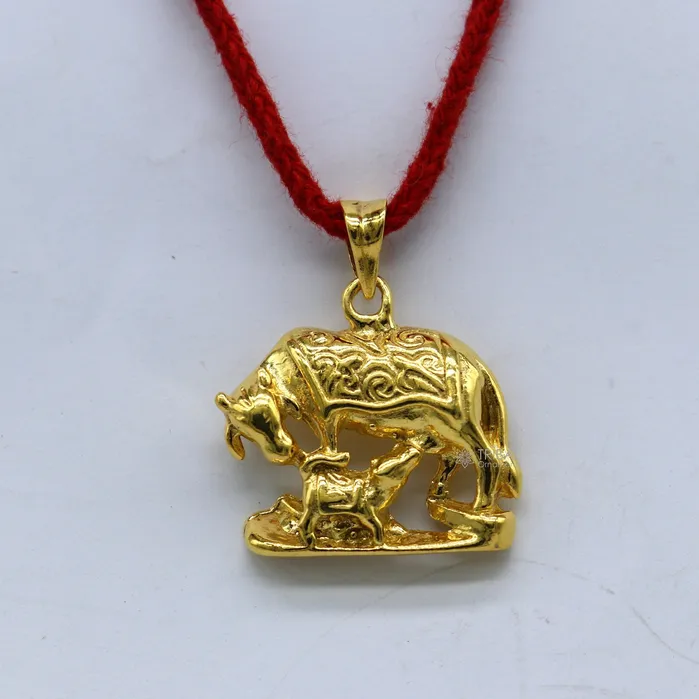 925 sterling silver handmade elegant divine kamdhenu cow with calf pendant amazing gold polished cow and calf pendant best gift nsp605 TRIBAL ORNAMENTS Necklaces 925 sterling silver handmade elegant divine kamdhenu cow with calf pendant amazing gold polished cow and calf pendant best gift nsp605 TRIBAL ORNAMENTS Necklaces