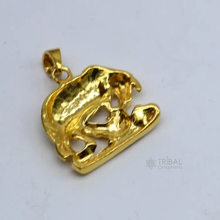 925 sterling silver handmade elegant divine kamdhenu cow with calf pendant amazing gold polished cow and calf pendant best gift nsp605 TRIBAL ORNAMENTS Necklaces