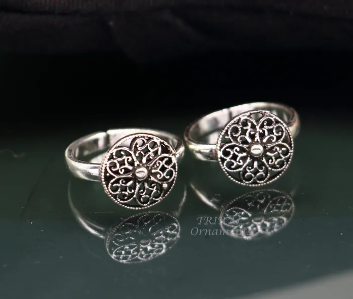 925 sterling silver handmade fabulous flower design toe ring band tribal belly dance vintage style ethnic brides jewelry ytr33 TribalOrnaments Rings 925 sterling silver handmade fabulous flower design toe ring band tribal belly dance vintage style ethnic brides jewelry ytr33 TribalOrnaments Rings