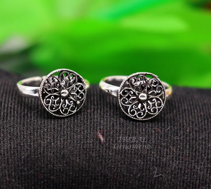 925 sterling silver handmade fabulous flower design toe ring band tribal belly dance vintage style ethnic brides jewelry ytr33 TribalOrnaments Rings