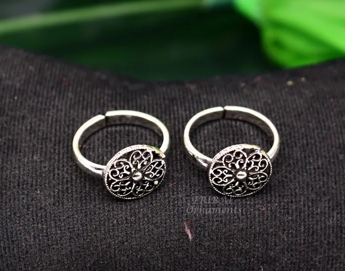 925 sterling silver handmade fabulous flower design toe ring band tribal belly dance vintage style ethnic brides jewelry ytr33 TribalOrnaments Rings