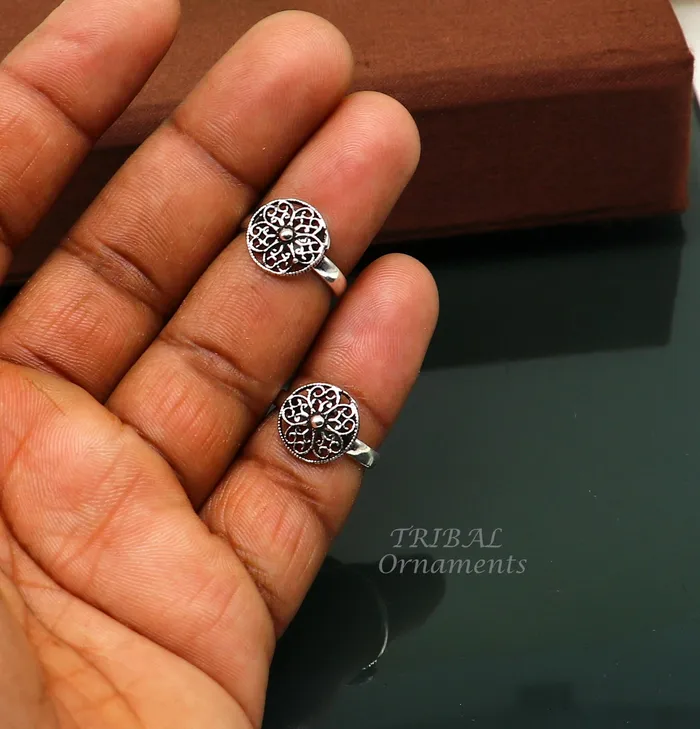 925 sterling silver handmade fabulous flower design toe ring band tribal belly dance vintage style ethnic brides jewelry ytr33 TribalOrnaments Rings
