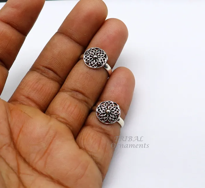 925 sterling silver handmade fabulous flower design toe ring band tribal belly dance vintage style ethnic brides jewelry ytr33 TribalOrnaments Rings