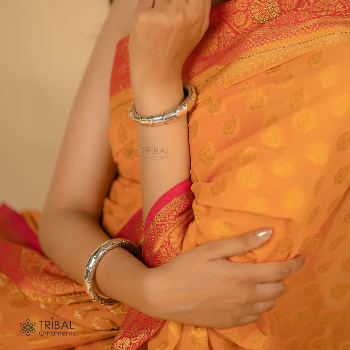925 sterling silver handmade gorgeous customized work bangle bracelet kada vintage antique design stylish bangle unisex jewelry nsk493 TRIBAL ORNAMENTS Bracelets