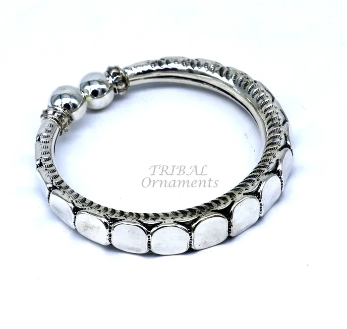 925 sterling silver handmade gorgeous customized work bangle bracelet kada vintage antique design stylish bangle unisex jewelry nsk493 TRIBAL ORNAMENTS Bracelets