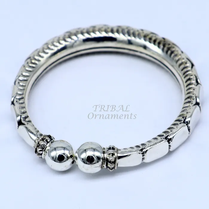 925 sterling silver handmade gorgeous customized work bangle bracelet kada vintage antique design stylish bangle unisex jewelry nsk493 TRIBAL ORNAMENTS Bracelets