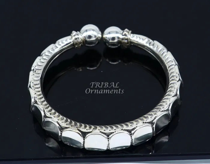 925 sterling silver handmade gorgeous customized work bangle bracelet kada vintage antique design stylish bangle unisex jewelry nsk493 TRIBAL ORNAMENTS Bracelets