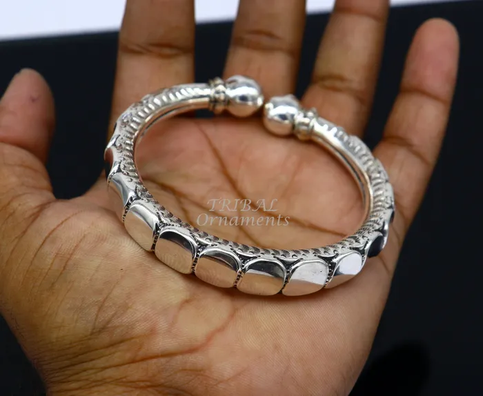 925 sterling silver handmade gorgeous customized work bangle bracelet kada vintage antique design stylish bangle unisex jewelry nsk493 TRIBAL ORNAMENTS Bracelets