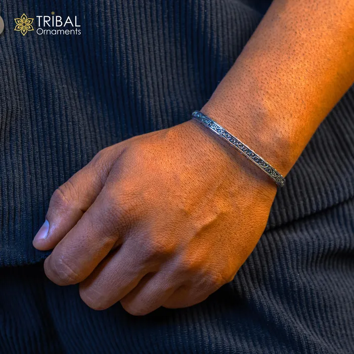 925 sterling silver handmade solid antique finish fashion kada cuff bracelet cuff kada unsex gifting jewelry solid silver kada cuff152 TRIBAL ORNAMENTS Bracelets