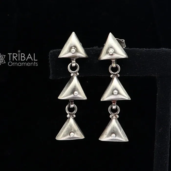 925 Sterling silver handmade traditional cultural design 3 steps drop dangler fancy earrings best party functional Navratri jewelry s1251 TRIBAL ORNAMENTS Earrings 925 Sterling silver handmade traditional cultural design 3 steps drop dangler fancy earrings best party functional Navratri jewelry s1251 TRIBAL ORNAMENTS Earrings
