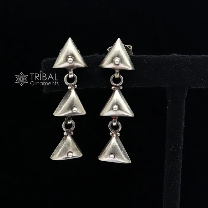 925 Sterling silver handmade traditional cultural design 3 steps drop dangler fancy earrings best party functional Navratri jewelry s1251 TRIBAL ORNAMENTS Earrings 925 Sterling silver handmade traditional cultural design 3 steps drop dangler fancy earrings best party functional Navratri jewelry s1251 TRIBAL ORNAMENTS Earrings