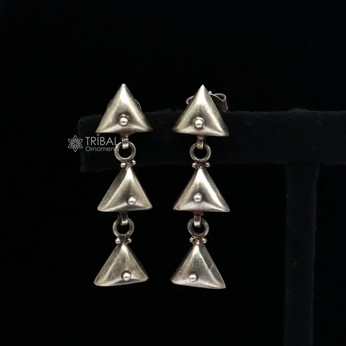 925 Sterling silver handmade traditional cultural design 3 steps drop dangler fancy earrings best party functional Navratri jewelry s1251 TRIBAL ORNAMENTS Earrings 925 Sterling silver handmade traditional cultural design 3 steps drop dangler fancy earrings best party functional Navratri jewelry s1251 TRIBAL ORNAMENTS Earrings