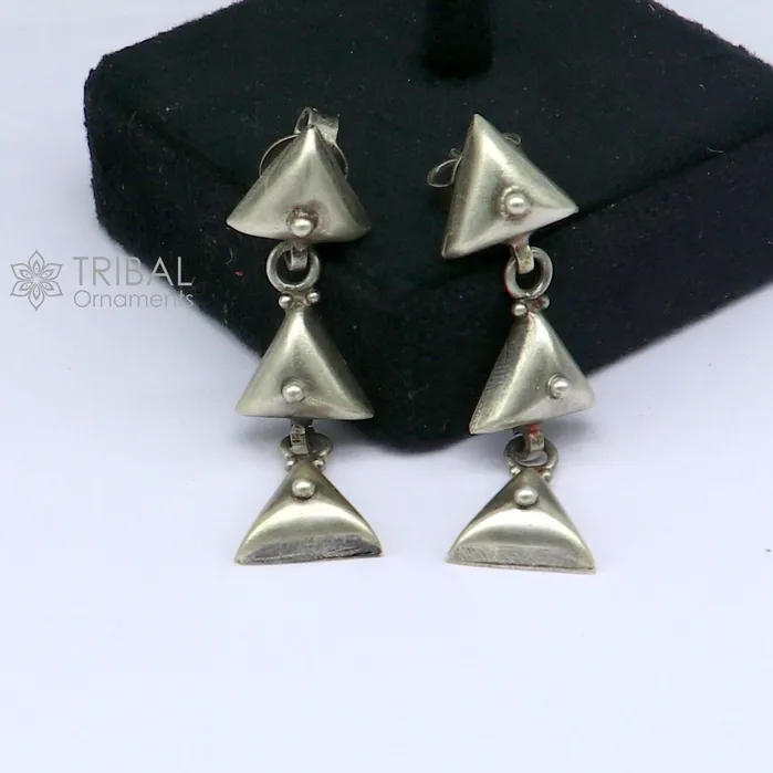 925 Sterling silver handmade traditional cultural design 3 steps drop dangler fancy earrings best party functional Navratri jewelry s1251 TRIBAL ORNAMENTS Earrings 925 Sterling silver handmade traditional cultural design 3 steps drop dangler fancy earrings best party functional Navratri jewelry s1251 TRIBAL ORNAMENTS Earrings
