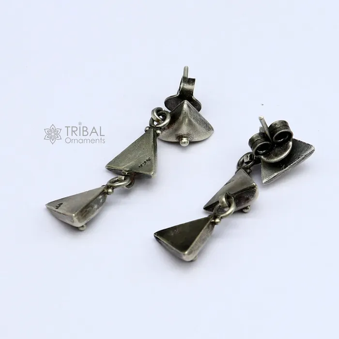 925 Sterling silver handmade traditional cultural design 3 steps drop dangler fancy earrings best party functional Navratri jewelry s1251 TRIBAL ORNAMENTS Earrings 925 Sterling silver handmade traditional cultural design 3 steps drop dangler fancy earrings best party functional Navratri jewelry s1251 TRIBAL ORNAMENTS Earrings