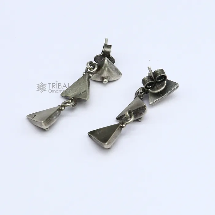 925 Sterling silver handmade traditional cultural design 3 steps drop dangler fancy earrings best party functional Navratri jewelry s1251 TRIBAL ORNAMENTS Earrings 925 Sterling silver handmade traditional cultural design 3 steps drop dangler fancy earrings best party functional Navratri jewelry s1251 TRIBAL ORNAMENTS Earrings