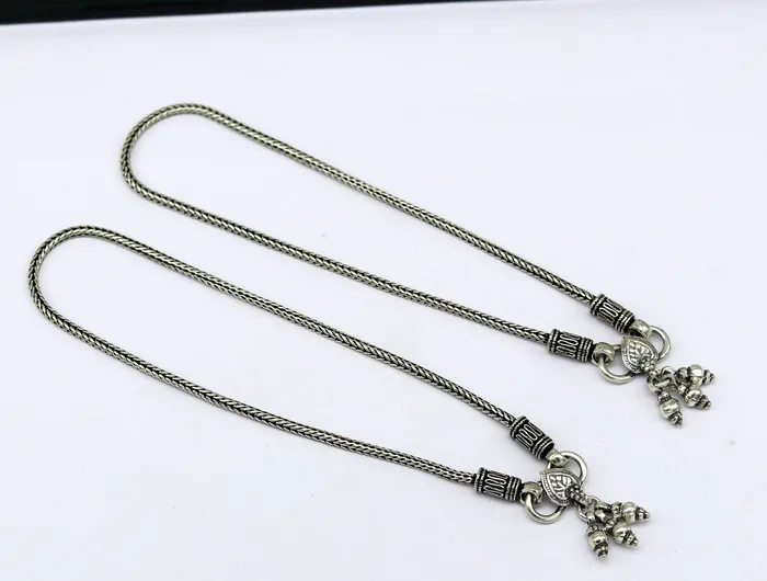 925 Sterling silver handmade wheat chain ankle bracelet vintage oxidized charm anklets tribal belly dance customized jewelry nank256 TRIBAL ORNAMENTS Bracelets