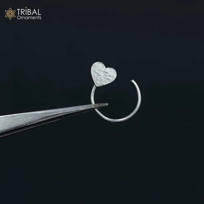 925 sterling silver heart design handmade fabulous nose pin u band tribal jewelry np71 TRIBAL ORNAMENTS Rings