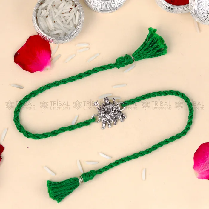 925 Sterling silver Lord Durga maa design pendant Rakhi bracelet Rakshabandhan festival rk343 TRIBAL ORNAMENTS Bracelets