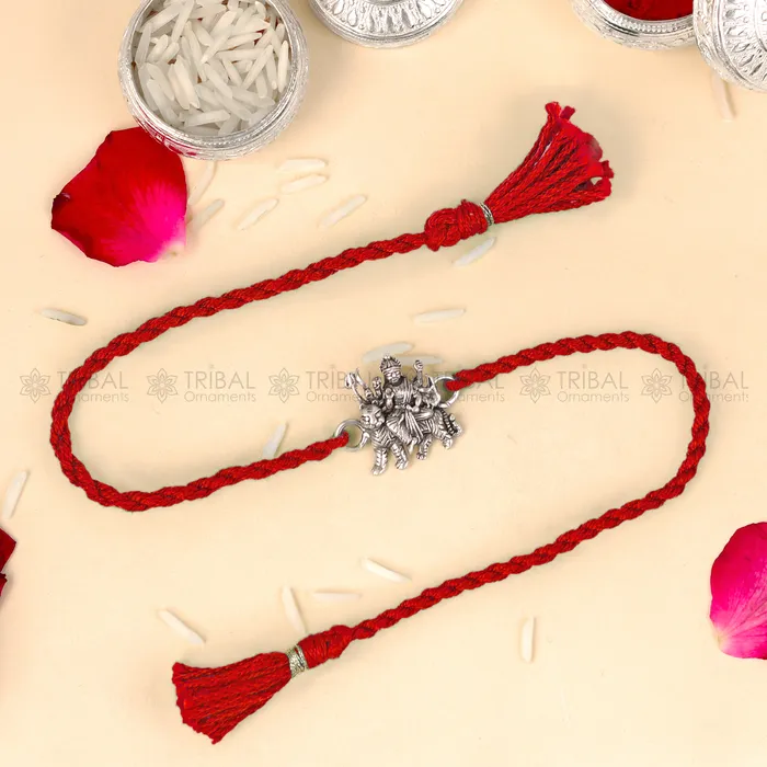925 Sterling silver Lord Durga maa design pendant Rakhi bracelet Rakshabandhan festival rk343 TRIBAL ORNAMENTS Bracelets