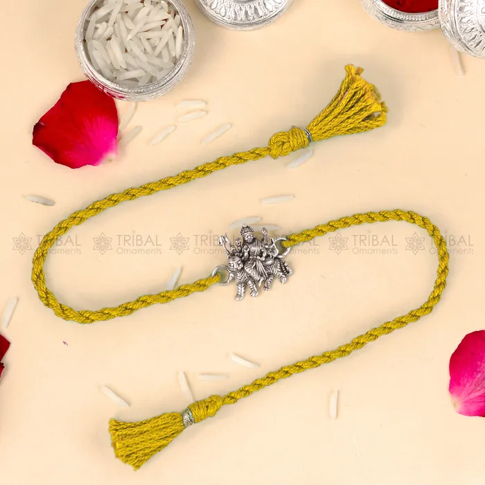 925 Sterling silver Lord Durga maa design pendant Rakhi bracelet Rakshabandhan festival rk343 TRIBAL ORNAMENTS Bracelets