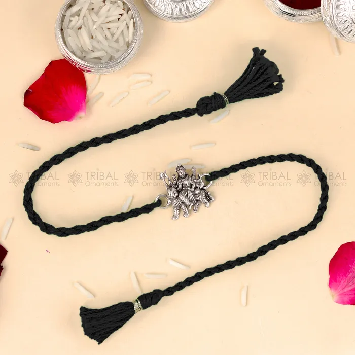 925 Sterling silver Lord Durga maa design pendant Rakhi bracelet Rakshabandhan festival rk343 TRIBAL ORNAMENTS Bracelets