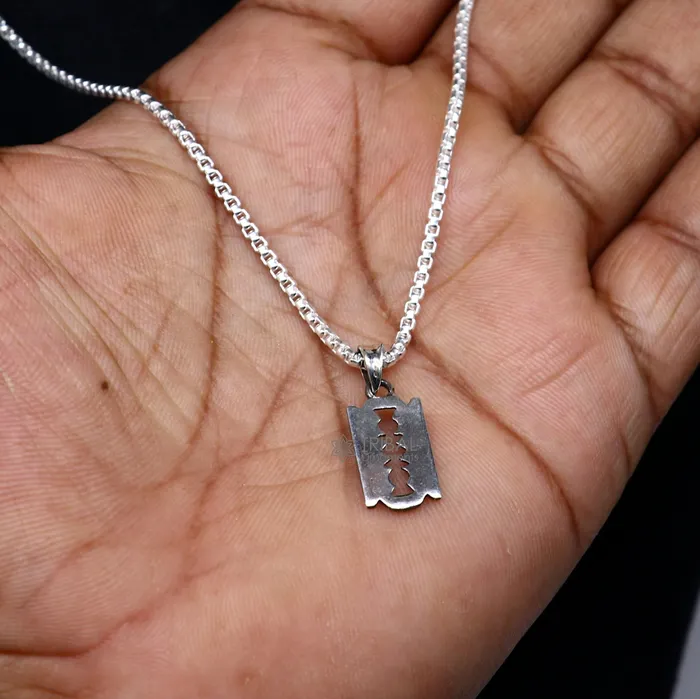 925 sterling silver unique Razor Blade design pendant silver trendy pendant necklace silver unisex cultural designer jewelry nsp643 TRIBAL ORNAMENTS Necklaces 925 sterling silver unique Razor Blade design pendant silver trendy pendant necklace silver unisex cultural designer jewelry nsp643 TRIBAL ORNAMENTS Necklaces