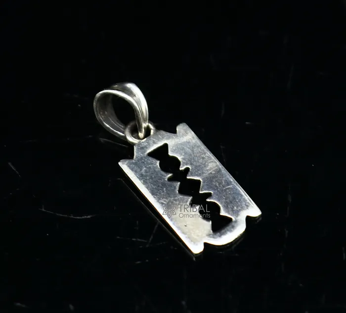 925 sterling silver unique Razor Blade design pendant silver trendy pendant necklace silver unisex cultural designer jewelry nsp643 TRIBAL ORNAMENTS Necklaces 925 sterling silver unique Razor Blade design pendant silver trendy pendant necklace silver unisex cultural designer jewelry nsp643 TRIBAL ORNAMENTS Necklaces