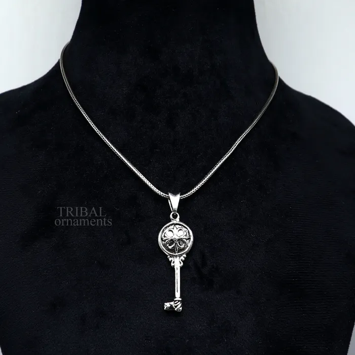 925 sterling silver vintage style handmade key pendant amazing fancy stylish attractive pendant for boys and girls ssp1607 TRIBAL ORNAMENTS Necklaces