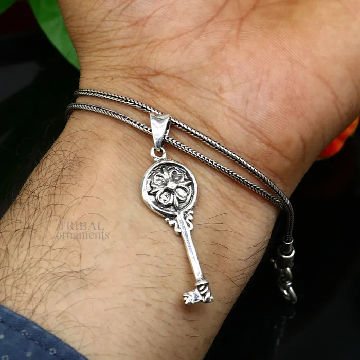925 sterling silver vintage style handmade key pendant amazing fancy stylish attractive pendant for boys and girls ssp1607 TRIBAL ORNAMENTS Necklaces