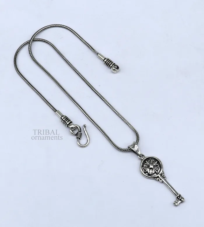 925 sterling silver vintage style handmade key pendant amazing fancy stylish attractive pendant for boys and girls ssp1607 TRIBAL ORNAMENTS Necklaces
