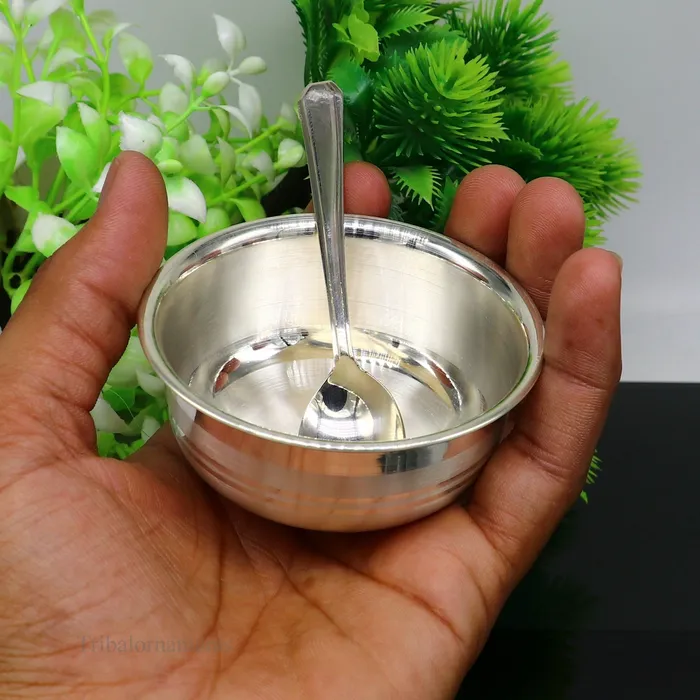 999 fine solid silver handmade small bowl for baby serving pure silver vessel silver utensils home kitchen accessories puja bowl sv223 TRIBAL ORNAMENTS Necklaces 999 fine solid silver handmade small bowl for baby serving pure silver vessel silver utensils home kitchen accessories puja bowl sv223 TRIBAL ORNAMENTS Necklaces