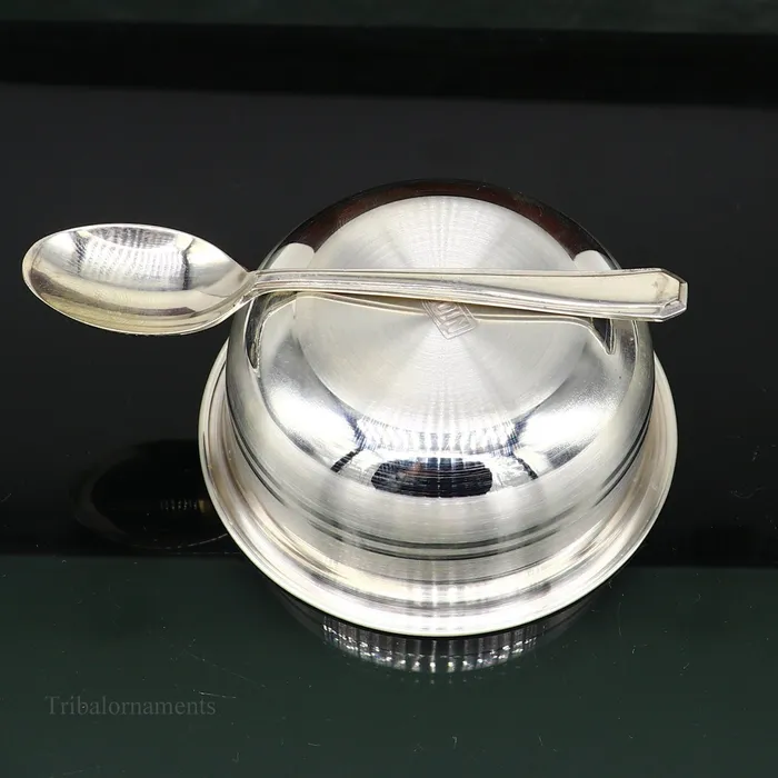 999 fine solid silver handmade small bowl for baby serving pure silver vessel silver utensils home kitchen accessories puja bowl sv223 TRIBAL ORNAMENTS Necklaces